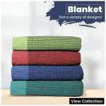 Tharunsha Elite Single Size Pure 100% Cotton Blanket, Solapur Chaddar for all weather daily use Checkered Light Green Red Navy Blue Dark Green Family Pack (60x90 inches) set of 4,