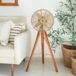 KNOWDAD Hollywood Action Floor Fan on Wooden Tripod Stand Handmade Vintage Style Modern Twist Pedestal Fan for Modern Home Office Decor (Working Fan with Imported Wiring)-A5