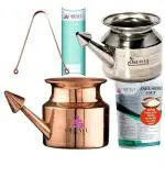 OREAYU 2 Pcs Copper and Steel Yoga and Ayurveda Jala Neti Pot for Sinus, Nose Irrigation and Cleaning (Copper-250 ml) (Steel-600 ml) (Combo Pack)