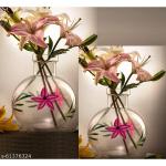 Mithila Handicrafts Round Flower Glass Vase | For Money Plant | Lucky Bamboo Plant | Flower Pot | Set of 2 vases | Elegant Flower Designed Vase | Clear 20X16 Cm