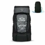 POLESTAR Xplore 55 L Hiking/ Trekking/ Travelling Rucksack Backpack with rain cover, shoe compartment, water resistant, made with polyester, 1 year warranty (Black & Grey)