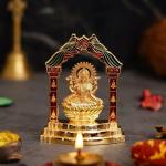 Webelkart Premium Goddess Lakshmi Idol Statue for Home and Pooja Room Gold Plated Statue - Idol for Car Dashboard, Home, Office Décor, Aluminium, Golden-4 x 3.2 in