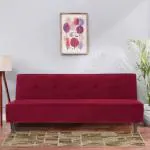 SOLISPRIMUS-COMFORT FOR ALL Fully Upholstered 3 Seater Single Solid Wood Fold Out Sofa Sectional Bed - Maroon