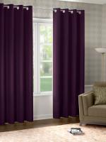 Raymond Home Burgandy Solid 100 % Polyester Door Curtains with Rust Proof Stainless steel Eyelits