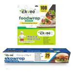Ekvee 100 Food Wrapping Paper Sheets + 25m Ekowrap Paper Roll | Premium Non-Stick Parchment Butter Paper for Wrapping Roti, Food, Burger | Oven Safe, Re-heatable | Perfect for Grilling, Frying, Air Fryer