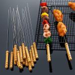 BREAZBELL(12 Stick) Premium Stainless Steel BBQ Barbecue Sticks: Extra-Long Reusable Skewers for Grilling Meat, Vegetables, and Kabobs Strong Tandoor Metal Sticks 14.5 inches, Steel Coated Barbecue Skewers, Steel Coated Sticks for Grill, BBQ Metal Coate