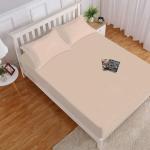HOKIPO Bedsheet for Double Bed Elastic Fitted 72x72 inches with 2 Pillow Cover, Beige (IN-700-BGE)