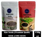 VEDICINE Raw & Unroasted Chia, Basil Seeds, Sabja & Tukmaria Seeds Combo (Pack of 2) (150gm each)