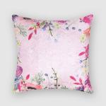 TH Tasseled Home Store Pink Floral Modern Chic Designer Decorative Velvet Cushion Cover (16 x 16 inch)