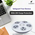CARIBOU CBU-03 5 Socket 360 Degree Round Extension | 5 Universal Sockets | Master Switch | LED Indicator | Overload Protector Resettable Switch | 2M Power Cord | Surge Protector