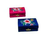Tej Gifts Embroidered Satin Lipstick Case Holder with Mirror and Traditional Floral Design, Jewellery Holder Box, Double/2 Lipsticks Cover for Hand Bag Cross Bag (Pack of 2)
