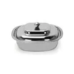 Sumeet Stainless Steel Square Serving Bowl / Curry Bowl / Gravy Pot with lid, set of 1Pc, 700Ml capacity, 17cm Dia, Silver