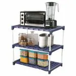 Novatic 3-Tier Metal & Plastic Multilayer Microwave Oven Stand for Kitchen Storage | Kitchen Organizer Shelf | Storage Racks | Countertop Organizer | Spice Rack | Masala Stand for Kitchen Space Saver Rack