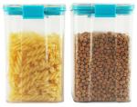 Clik n Seal Air Tight Kitchen Storage Container Jars Blue Cap Set of 2 Each 1200 ML