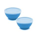 Jaycee Microwave Safe And BPA Free Blue Round Virgin Plastic Multipurpose Bowl With Lid - 300 Ml (Pack Of 2)