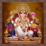 Art Factory Lord Ganesha Painting with Frame Canvas 14 inch x 14 inch Painting (With Frame)