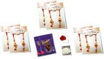 BHAKTI 2 SHAKTI MAKING WORSHIP SPECIAL Rakhi for brother and sister | Bhaiya Bhabhi ki rakhi | Fancy rakhi set for men and women with roli & akshat | Red Diamond Lumba Rakhi | Pack of 6 | With Chocolate Shots