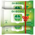Dettol Disinfectant Sanitizer Wet Wipes for Skin & Surfaces , Original (Pack of 3, 40 Count each) | Moisture-Lock Lid | Safe on Skin | Ideal to Clean Surfaces