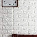 JRM PVC + PE Foam White Brick Textured Peel and Stick, Waterproof Wall Paper