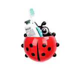 menaso Ladybug Wall Mount Toothbrush/Pen/ Mobile Holder Bathroom Organizer (Pack of 1) Plastic Toothbrush Holder (Multicolor, Wall Mount)
