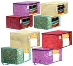 Kuber Industries Green, Gold, Red, Pink Purple Non Woven Saree Cover (Set Of 4)