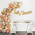 Special You DIY Baby Shower Decoration Combo with Confetti Balloons, Baby Shower foil Banner, White, Grey, Gold, Peach Balloons Mom to be Party Supplies Pack of 65 Items