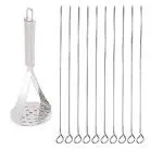 Stainless Steel Big Potato Masher With Stainles Steel Sikhe Set and Multicolour, Pack of 2