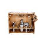 Bar Box Bartender Kit: 19-Piece Bar Tool Set with Rustic Wood Stand (Wood Steel)
