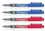 Pilot V Sign Pen | Tip Size - 2 MM | Fiber Soft Tip | Ink Colour - 3 Blue and 3 Red | Pack of 6