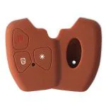 Ashar KeyHub Silicone Key Cover Compatible for Mahindra: Xylo| Scorpio| Quanto (3 Button Remote Key) (Brown)