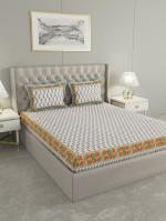 Patricko Multicolor Printed Cotton 600 TC King size Flat Bedsheet with Pillow Cover, 230 x 274 cm (WM-520-RSP-90X108)