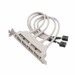 AdzMozi New 4 Ports USB 2.0 Header Port Slot Plate Adapter Panel Cable Female Screw to Motherboard 9Pin Header Back PCI Rear Panel Bracket for Desktop Computer