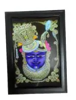 PRAGYA PICTURES Wooden Black Shrinath Ji Mukharbind Religious Wall Photo Frames - 20 X 33