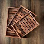 WIWE SHOPEE-Sheesham Wood Serving Tray(PACK-3)