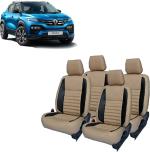 AUTO-SAFE Beige, Black Leather Car Seat Cover for Renault Kiger Pack of 8