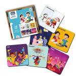 Mini Leaves Multicolor Wood Indian Festival Jigsaw Puzzles Fine Motor Skills Development For Ages 2-4 (Set Of 6)