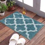 Enyra Bath Mat Anti-Slip Hot Melt Coating Serene Microfibre Abstract Design Bath Mat - 37x57 cm, Floor Mat for Bathroom/Bedroom/Kitchen/Door - Pack of 2 Piece - Teal