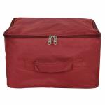 Kuber Industries Maroon Canvas Foldable Storage Bag With Zipper Closure And Strong Handle