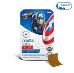 Wellbeing Nutrition Captain America Melts | Kids Organic Multivitamin with Vitamin A,B-Complex,C,D and Iron | 100% Plant Based for Growth and Immunity |Mixed Berry Flavor (30 Oral Thin Strips)