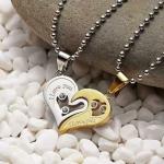 Vridaann Pendants and Lockets Men and Women Chrome Plated Stainless Steel I Love You Couple Necklace