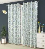 Dc Decastle Premium Patti Printed Polyester Room Darkening 152 cm (5ft) Window Curtain (Blue, Pack of 2)