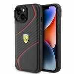 CG MOBILE SAS Ferrari iPhone 15 Plus Case [Official Licensed] PU Leather Case with Twist Embossed Lines | Shock Absorption Protective Case/Cover Designed for iPhone 15 Plus (6.7-Inch) 2023 - Black