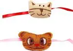 Kavim Kids RAKHI 23300 Yarn Rakhi Set (Teddy Tiger Cat 2 set Kids Rakhi)