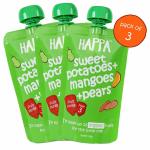 Happa Organic Food, Fruit Puree (Sweet Potatoes+Mangoes+Pears) Stage 3, 3 Pouches, 100 Gram Each