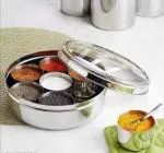 S.R Royal star Stainless Steel Masala Box for Kitchen| Masala Dabba| Masala Dani| Spice Box - 300 ml Steel Grocery Container (Silver)