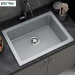 Plantex Quartz Acrylic Kitchen Sink/Undermount Sink for Kitchen/Metalic Single Bowl Kitchen Sinks with Coupling (Lintus-24x18 Inches)
