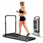 Sparnod Fitness STH-3050 5.5 HP Peak Motorised Under Desk Walking Pad Treadmill for Home Use Pre-Installed with Interactive LED Display, Foot Sensing Speed Control, Remote and App Control Black