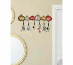 Idol Collections Multicolor Metal Six Umbrella Key Hanging Decorative Showpiece Wall Holder Decor Home Office, 8 Inch