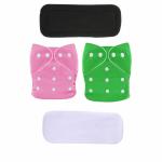 BADAL KIDZ Premium Quaility Baby Cloth Diapers and Wet Free Insert Pads | 2 Cloth Diapers and 2 Insert Pads | Color- Pink, Green,White and Black | Size-M