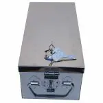 GinoSet Stainless Steel Locker Boxes,Jewellery Boxes, Check book Box, Cash Box,Bank Locker Box, Peti Size - 10 Inch Cash Box (L-26.5cm, W-11cm, H-8.5cm)(With Pre fited Lock & 2 Key)